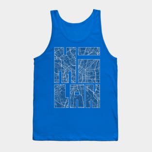 Milan, Italy City Map Typography - Blueprint Tank Top